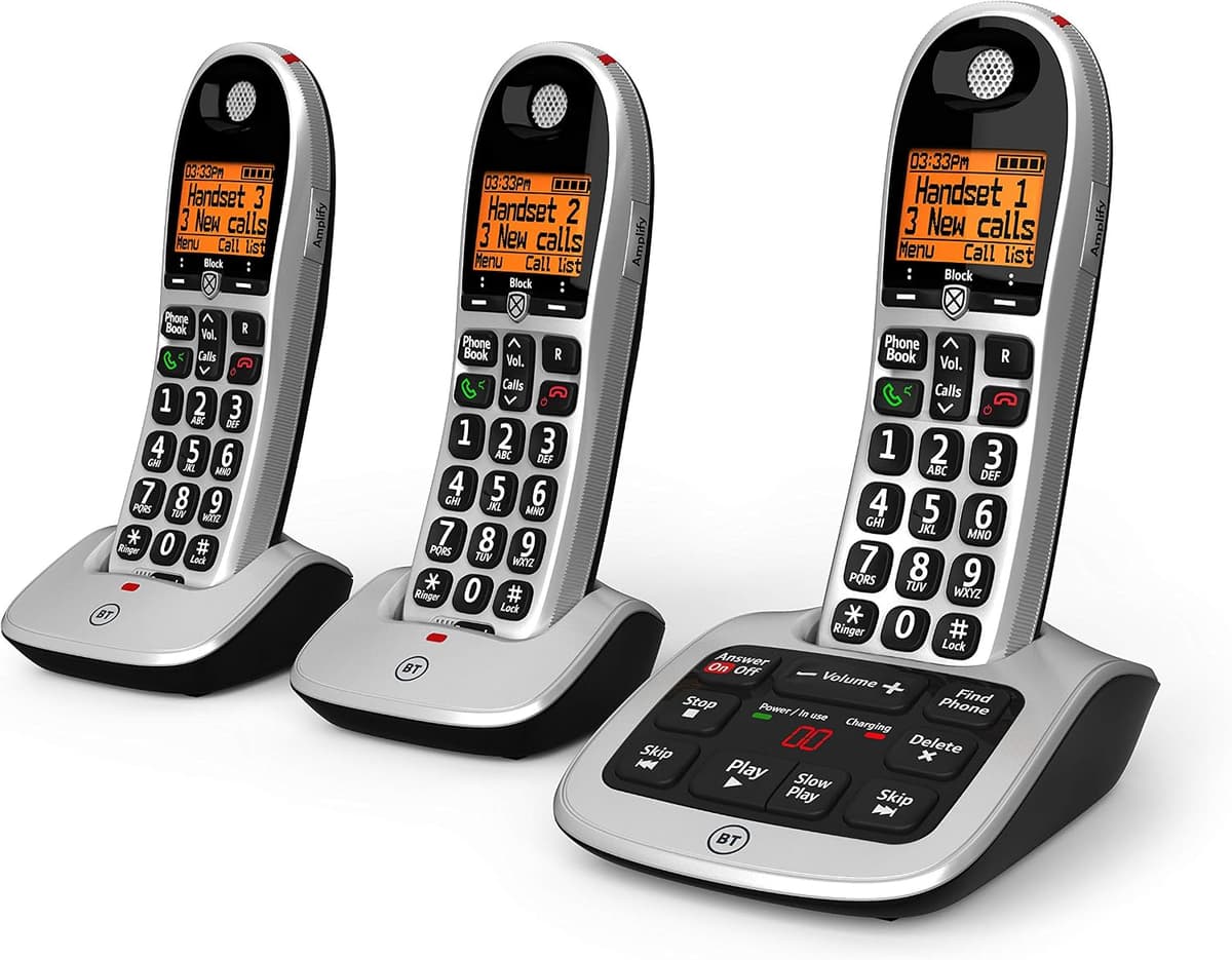 BT 4600 Cordless Landline House Phone, Home Phone, Big Buttons, Advanced Nuisance Call Blocker, Answer Machine, Trio Handset Pack New — view 2