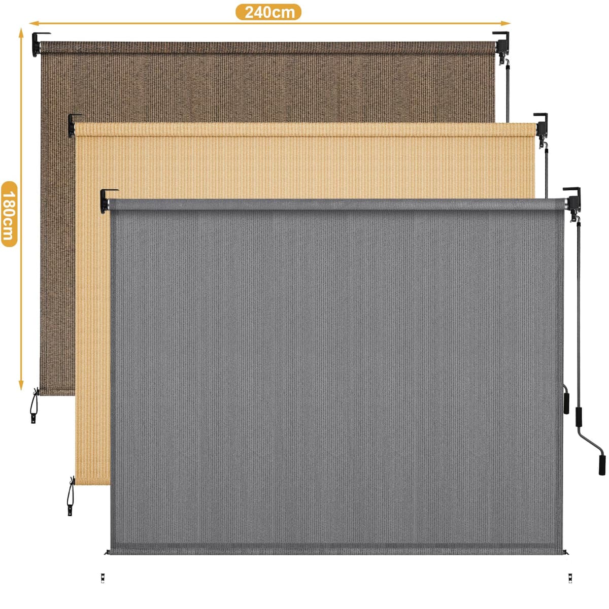 LIFERUN Toldo vertical de 240 x 180 cm, toldo vertical, HDPE para pérgola de terraza, toldo de balcón, tubo de aluminio con manivela inalámbrica, para balcón, terraza, jardín, porche, 1 unidad — view 2
