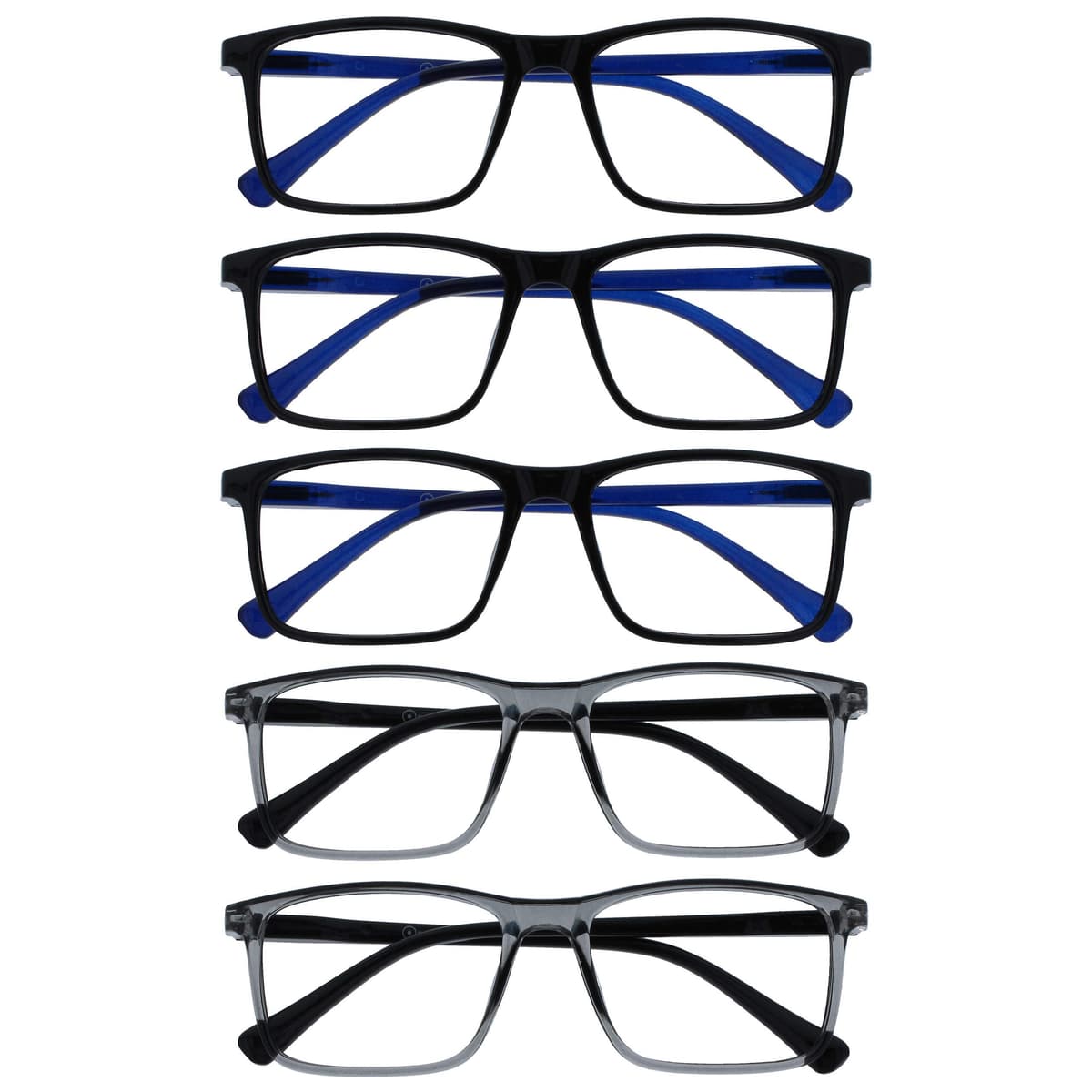 OPULIZE INK Gafas de Lectura - Pack de 3 - Montura Rectangular Grande - Negro Gris Rojo - Hombre Mujer - Bisagras de Muelle - RRR4-17Z - +2.00 — view 7