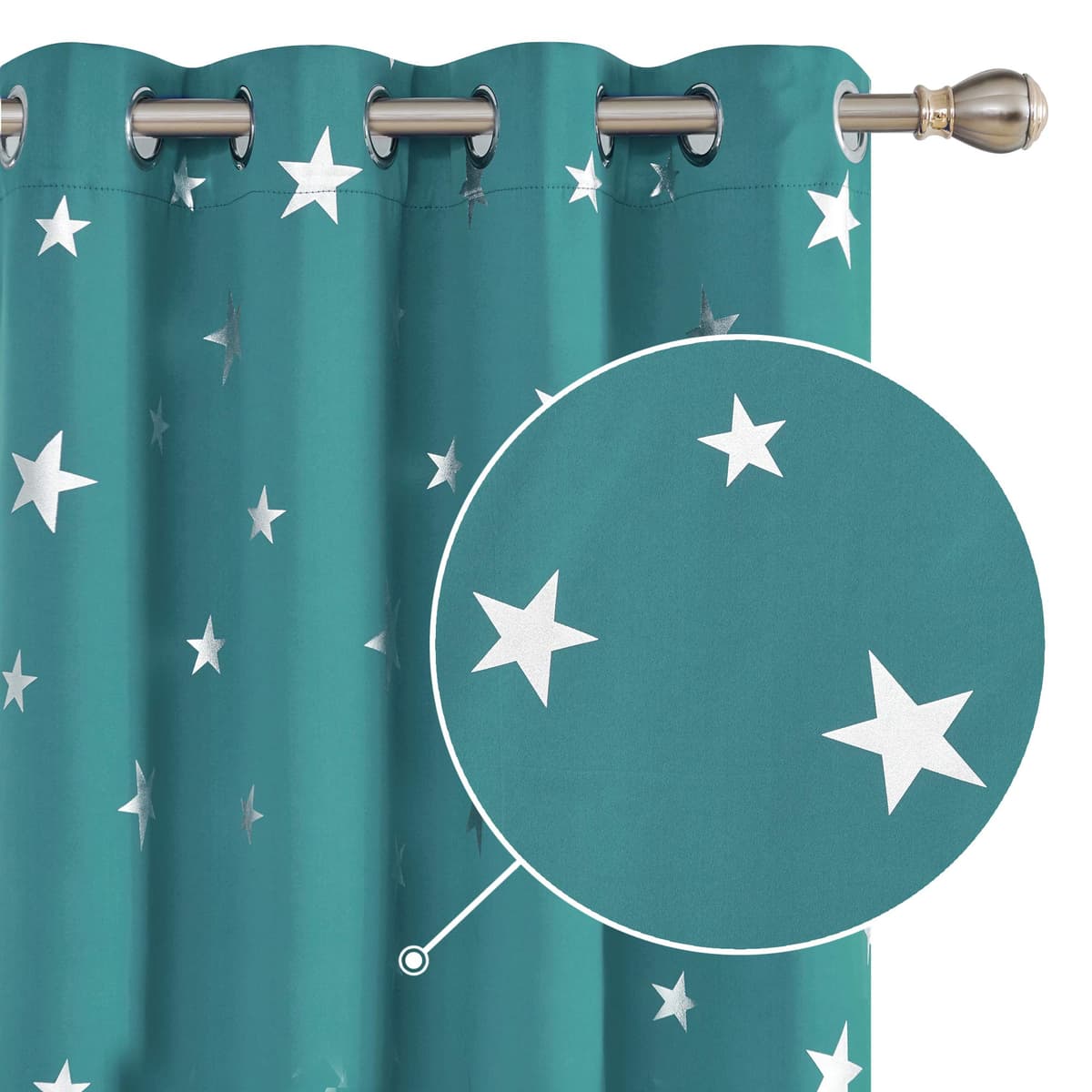 Deconovo Navy Blue Curtains for Living Room Super Soft Thermal Insulated Star Foil Printed Eyelet Blackout Curtains 46 x 54 Inch 2 Panels — view 35