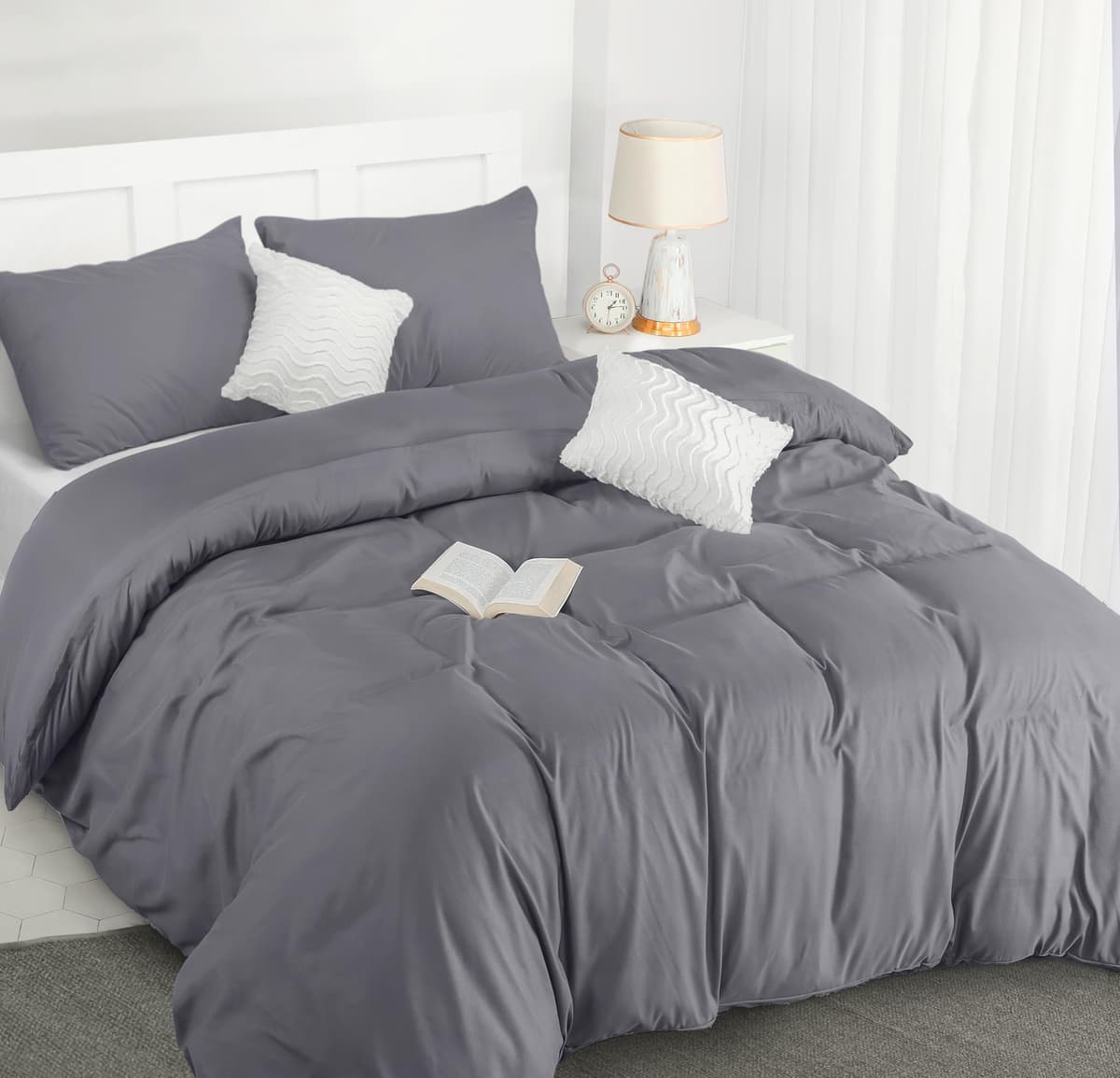 Utopia Bedding Duvet Cover Double - Soft Microfibre Polyester - Bedding Quilt Cover Set, with Pillow cases (Grey) — view 22