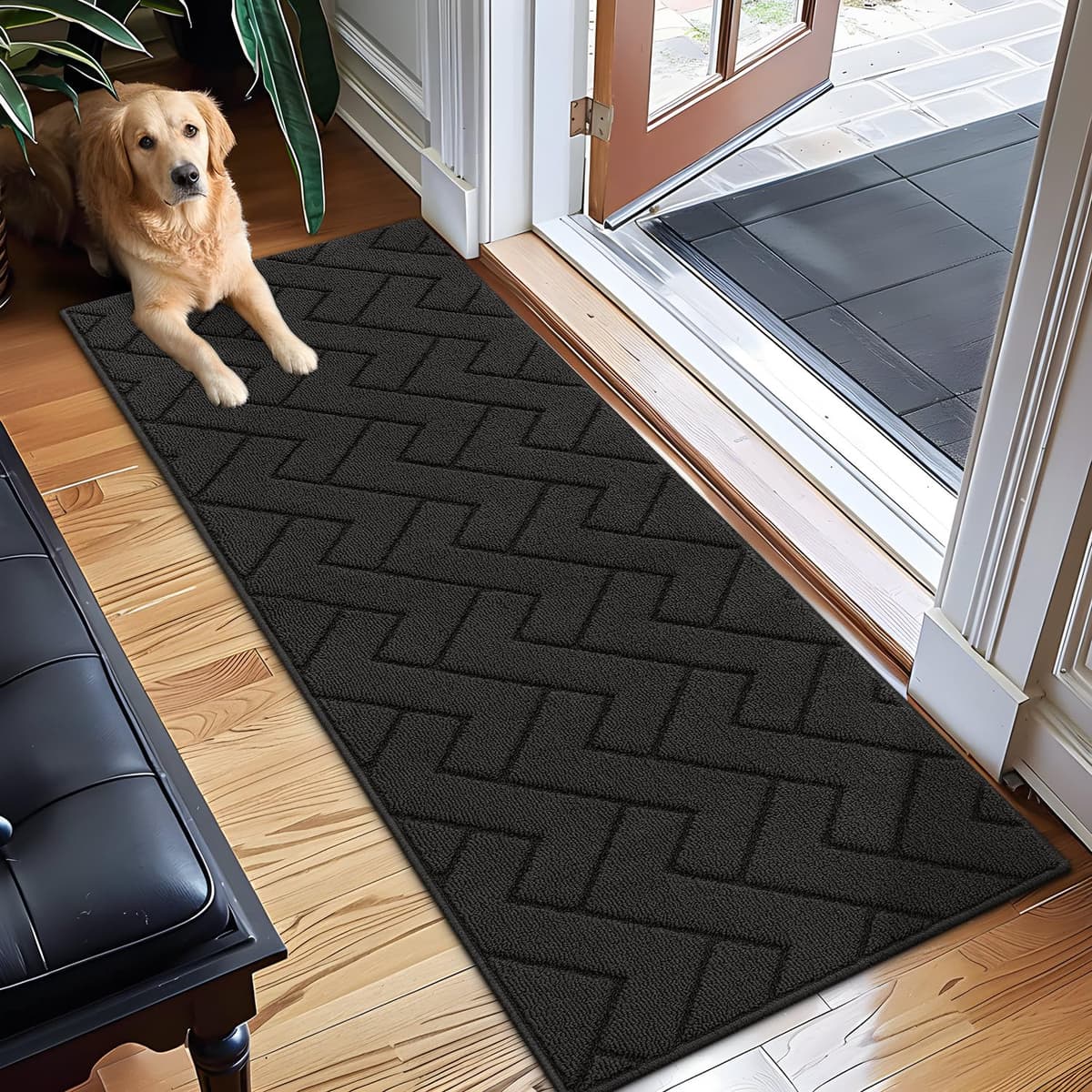 Biscpro Door Mats Indoor,Dirt Trapper Mat Absorbent Non-Slip Low Profile Doormat for Entrance,Inside, Kitchen,Front Door Mat Washable for Pets and Dogs— 50x80cm,Grey — view 88