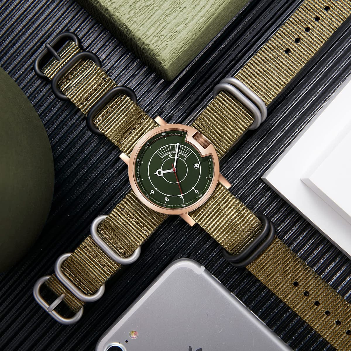 BINLUN Correa de Reloj de Nylon Military G10 Ballistic Nailon Bandas Multicolor para Hombres Mujeres 18mm 19mm 20mm 21mm 22mm 23mm 24mm con Hebilla de Acero Inoxidable Plateado/Negro — view 3