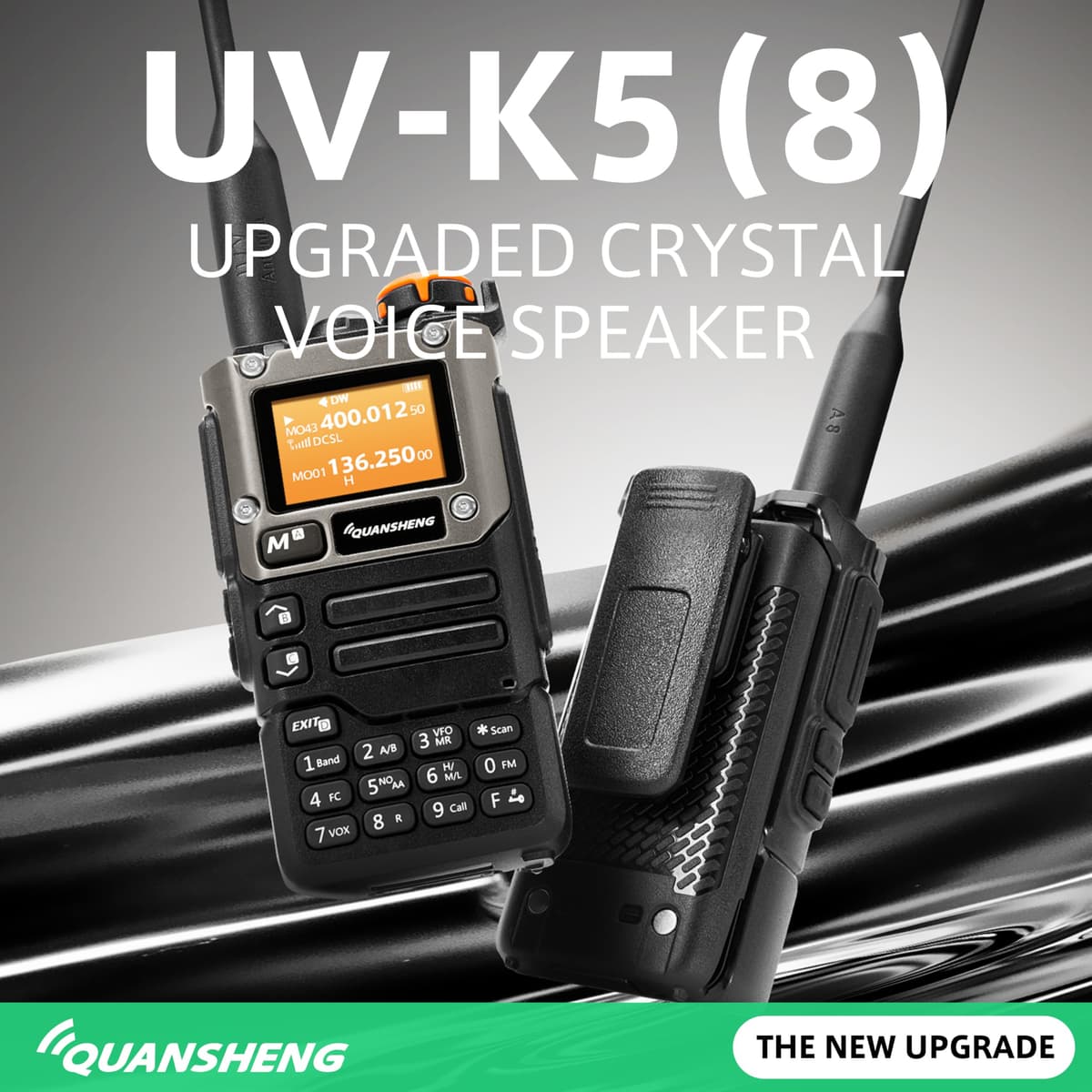 Quansheng UV-K5(8) Orange VHF UHF Portable Walkie Talkie FM NOAA UV-K6 Two-way Radio for Outdoor/Warehousing and logistics/navigation/industrial production (Black, with Radio Holder) — view 2