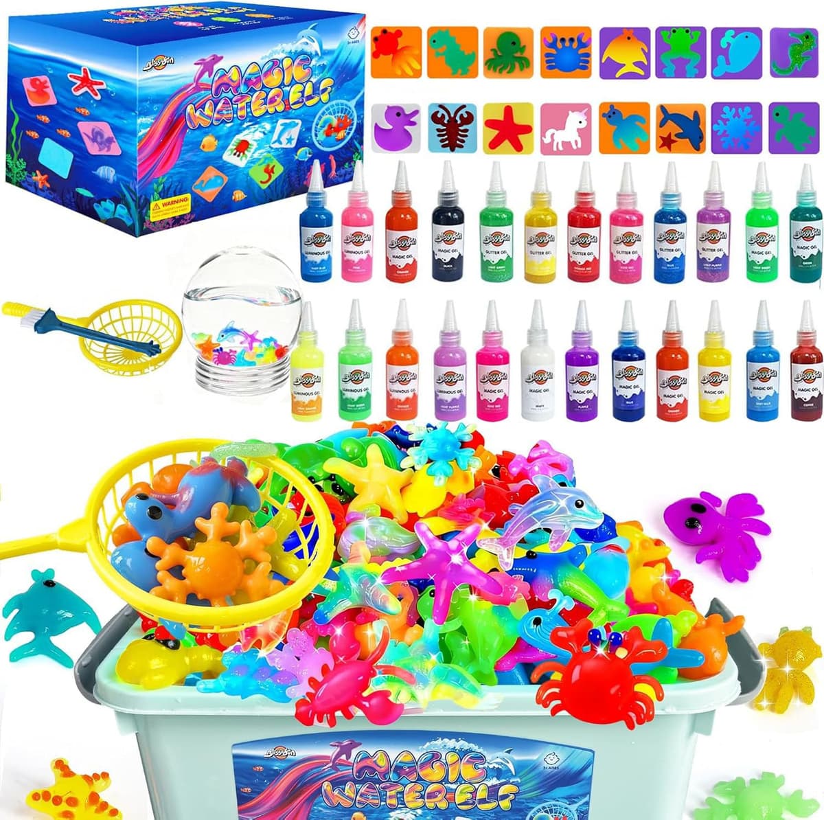 Blissofun Aqua Gelz Set, de Gel de Agua Mágico 3D DIY, Magic Gel Kit con 24 colores y 16 formas