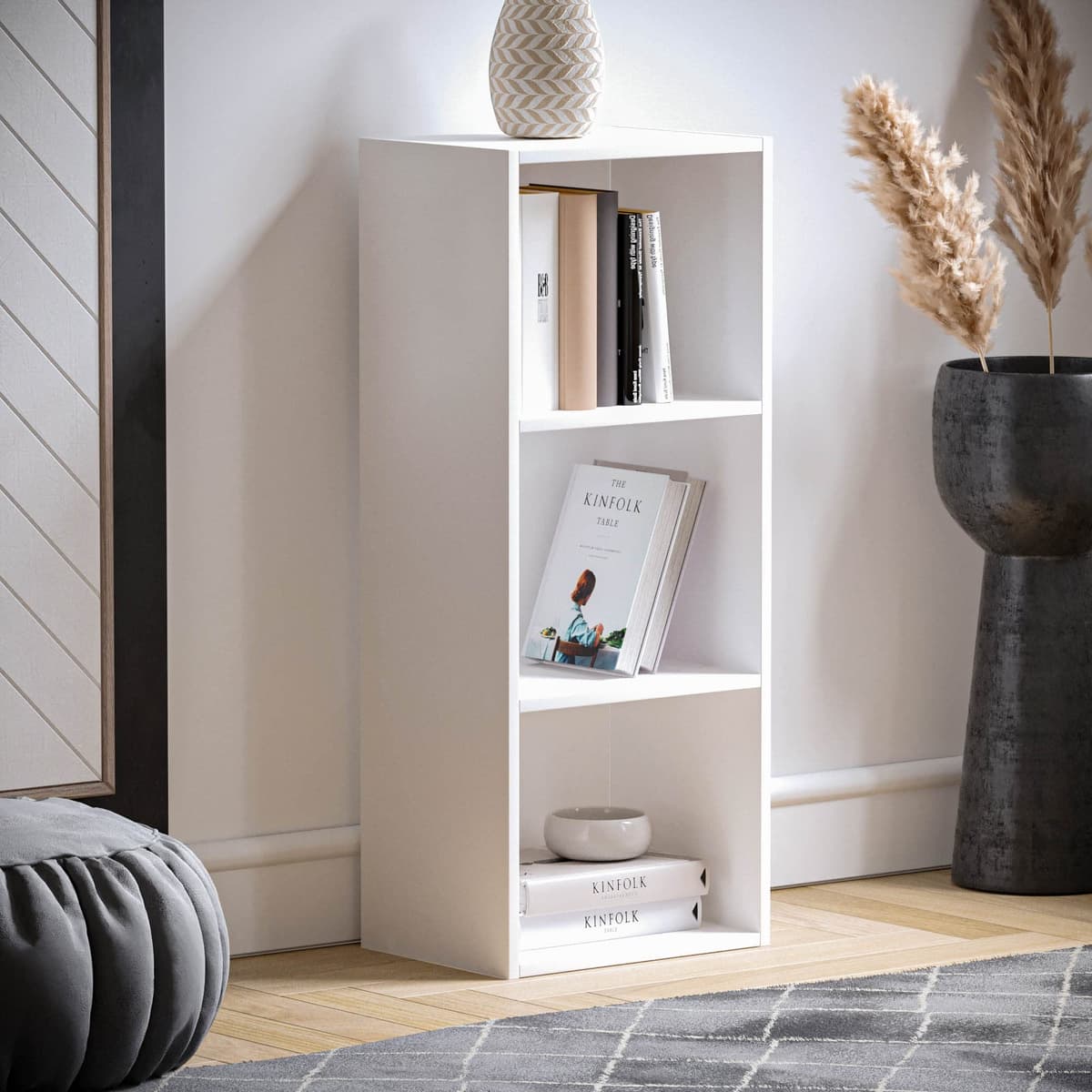 Vida Designs Oxford 3 Tier Cube Bookcase, White Wooden Shelving Display Storage Unit Office Living Room Furniture — view 6