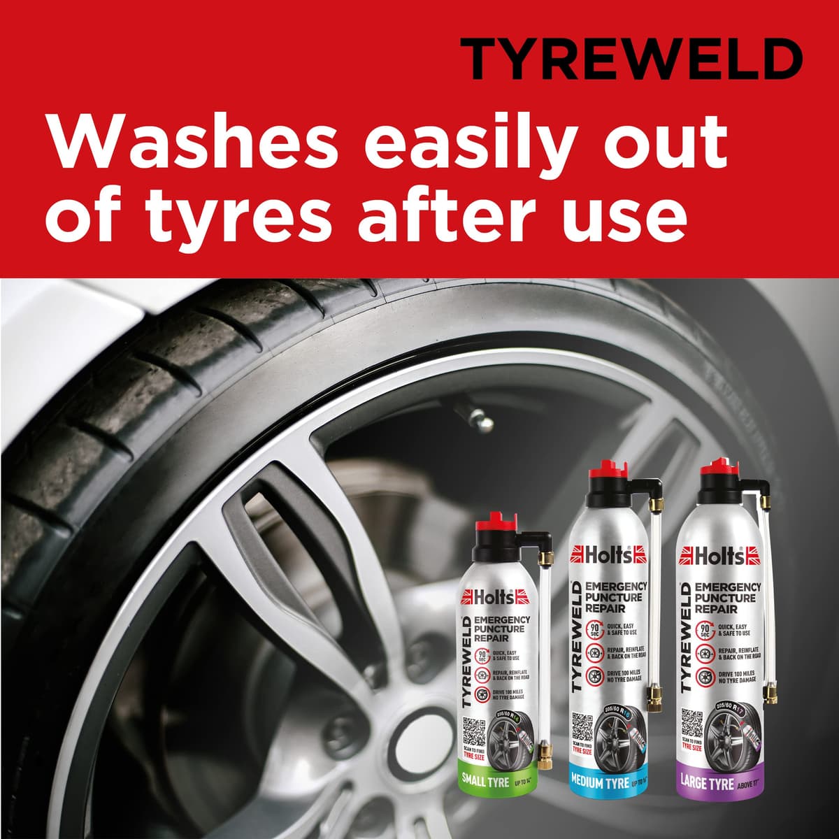 Holts Tyreweld Puncture Sealant 500ml, Emergency Tyre Repair Foam, Car Puncture Repair Kit Sealant To Get You Back On The Road, Quick & Easy Flat Tyre Foam, Drive Up To 100 Miles, No Tools Needed — view 3