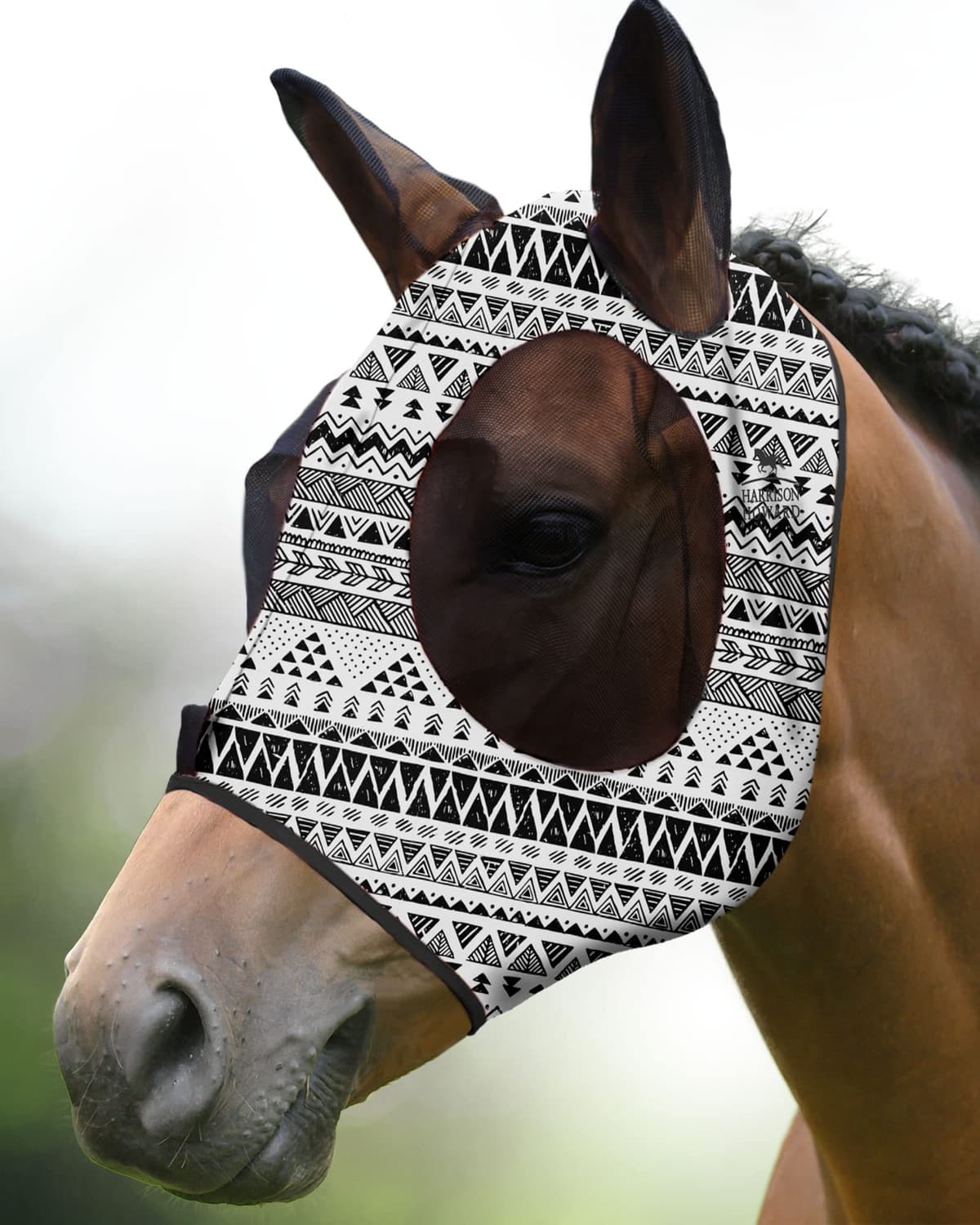 Harrison Howard Máscara elástica para Moscas de Caballo, excelente Comodidad con protección UV, máscara estándar para Caballos, Azul Marino M — view 15