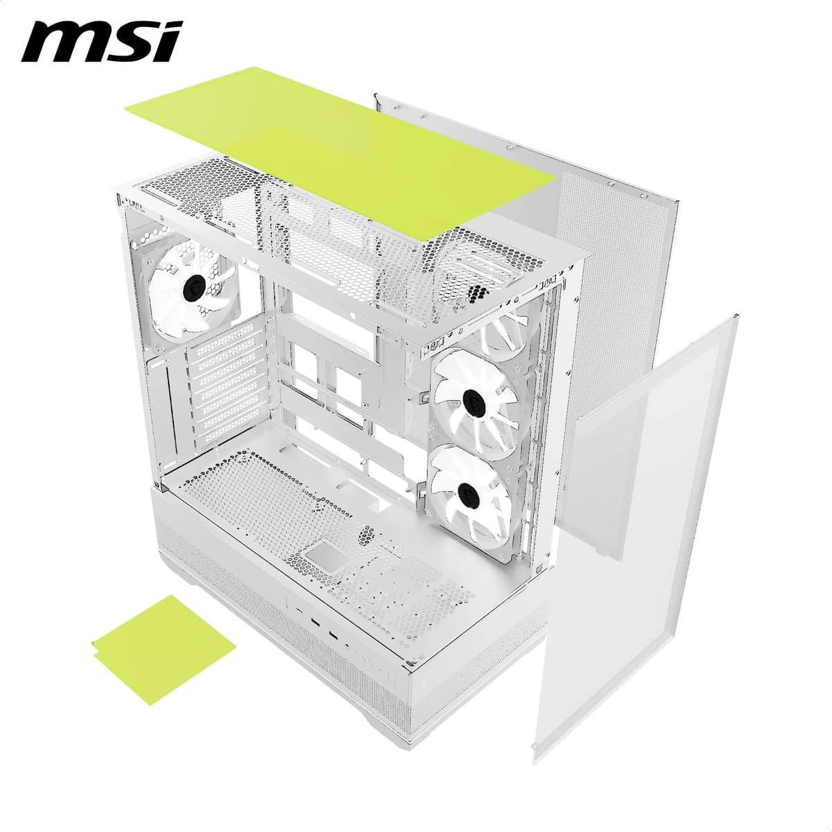 MSI MAG PANO 110R PZ WHITE - Mid-tower Gaming PC Case - Supports up to 400 mm GPU in length, Removable Dust Filters, USB 20Gbps (Type-C), Back-connect ATX & Micro-ATX Motherboard support. — view 3