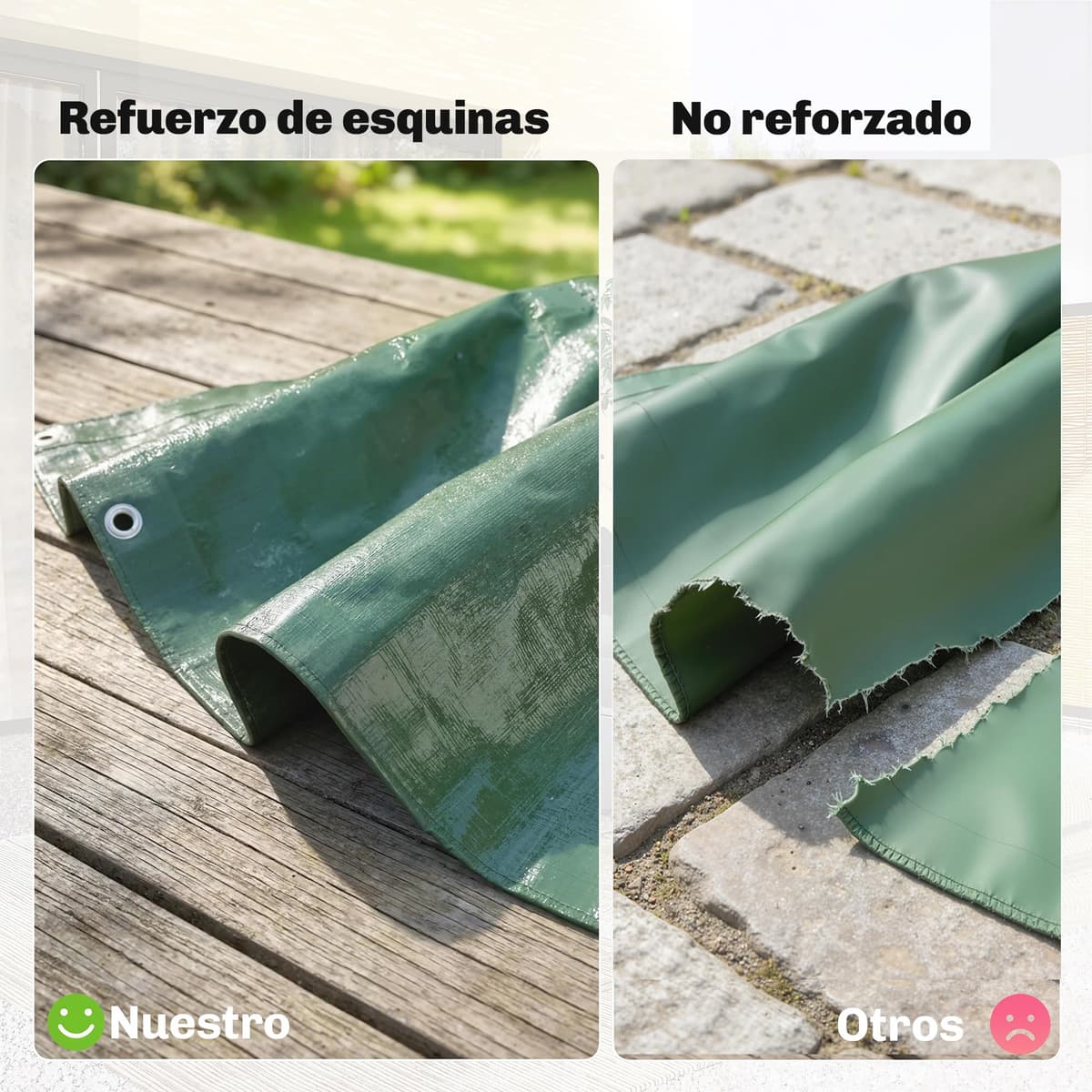 Outsunny Lona Impermeable Exterior 6x8 m, Toldo PE Resistente a Rasgaduras 90 g/m², Protección UV, con Ojales Reforzados para Leña, Muebles de Jardín, Invernaderos, Vehículos, Verde — view 4
