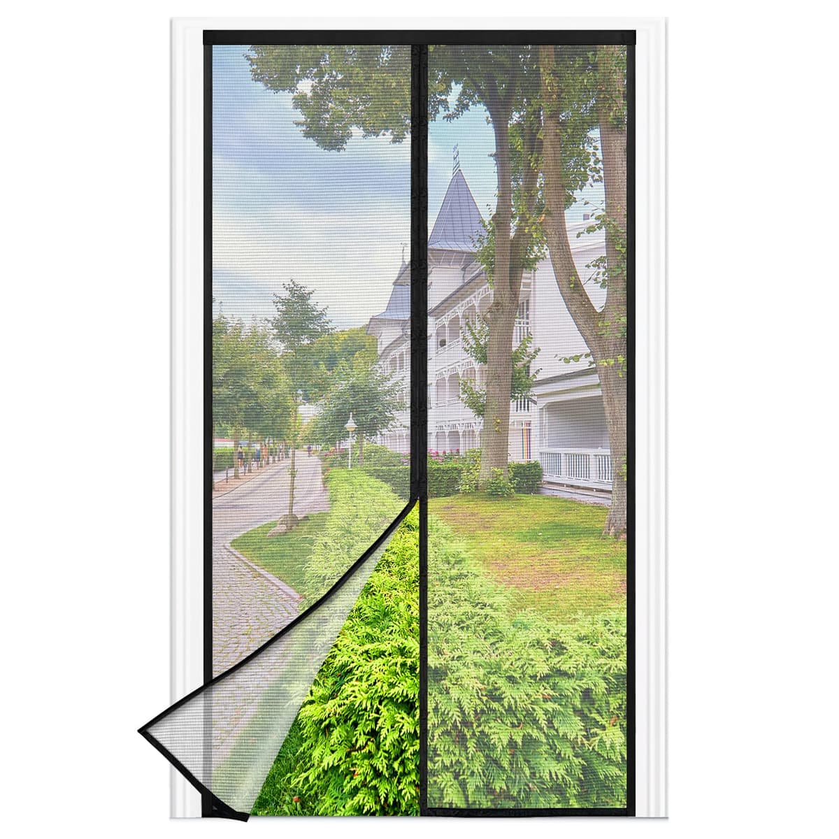 Mosquitera Puerta Magnetica - 90 x 210 CM - Blanco, Mosquiteras para Puertas, Cierre Magnético de Arriba a Abajo, Automáticamente,Mantiene el Aire Fresco — view 9