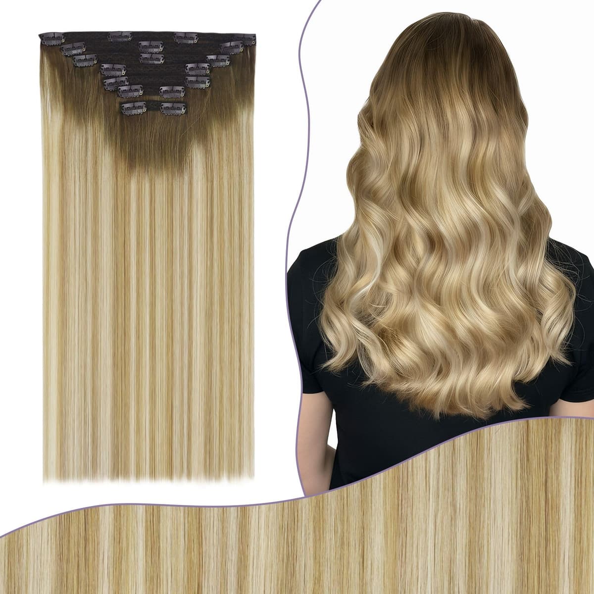 Fshine Clip in Hair Extensions Human Hair Copper Hair Extensions 18 Inch 120 g 7 pcs Color 330 Natural Straight Hair Extensions for Women Real Human Hair — view 51