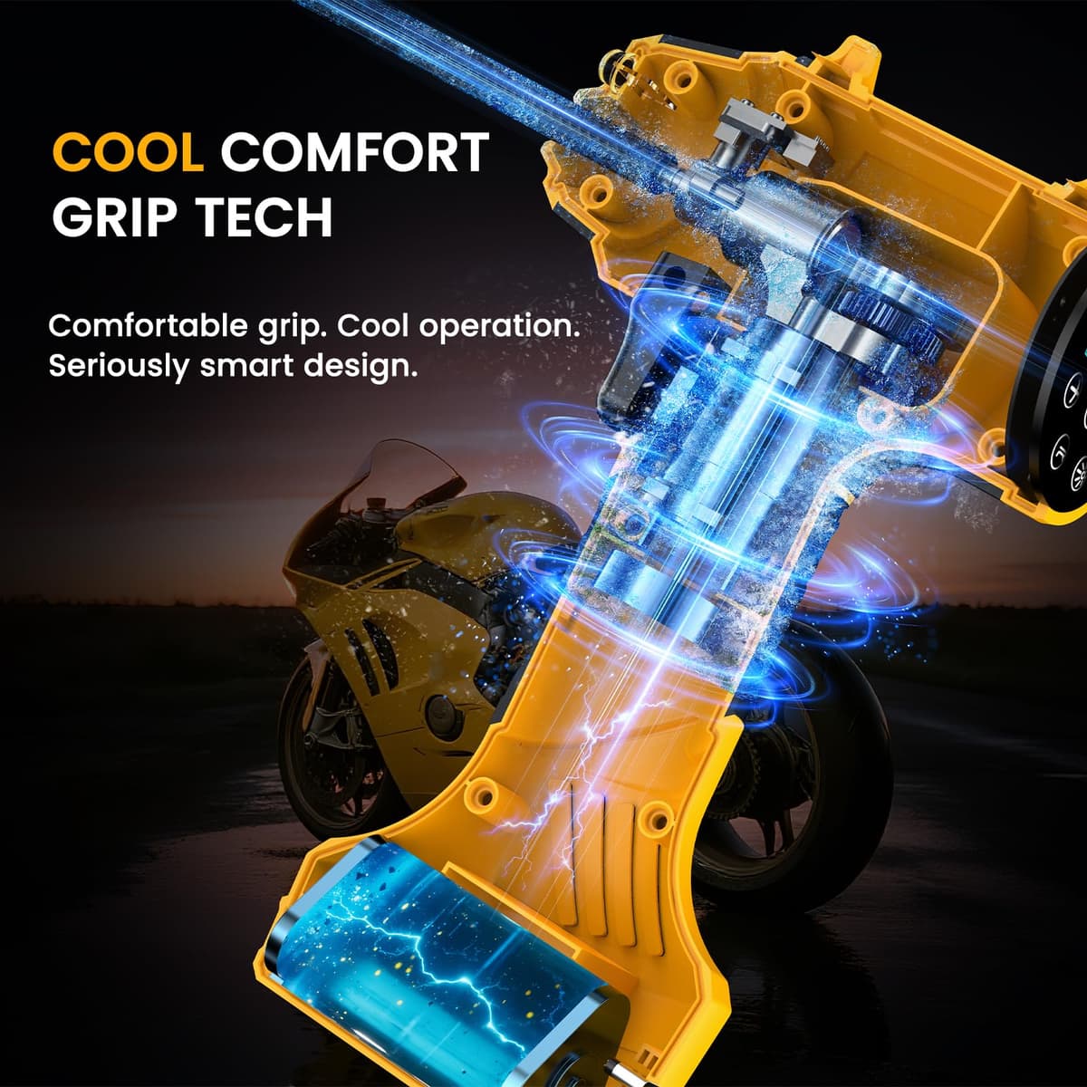 Tyre Inflator Air Compressor - 22L/min Portable Car Accessories, Rechargeable Battery Tyre Pump, Digital Cordless Electric Pump with LED Light, 4 Preset Modes for Car/Bike/Motorcycle/Ball — view 5