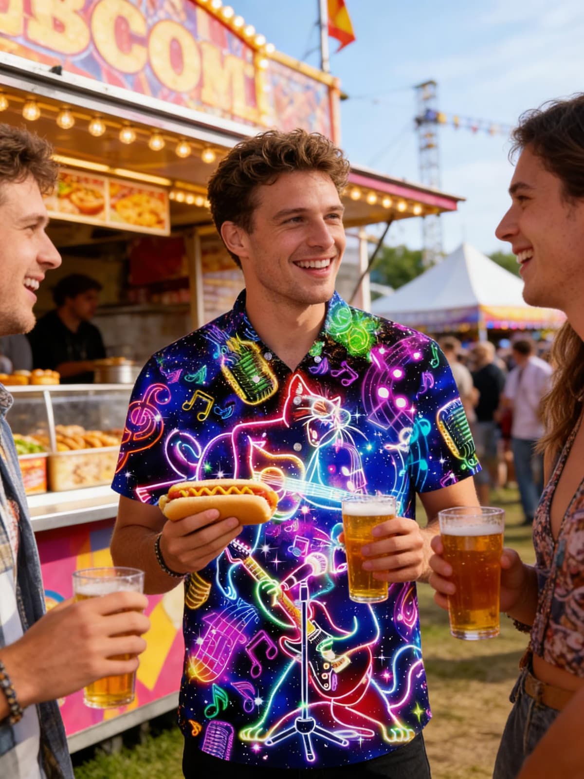 ALISISTER Mens Hawaiian Shirt 3D Print Casual Button Down Ugly Shirts Beach Holiday Aloha Short Sleeve Shirt — view 4