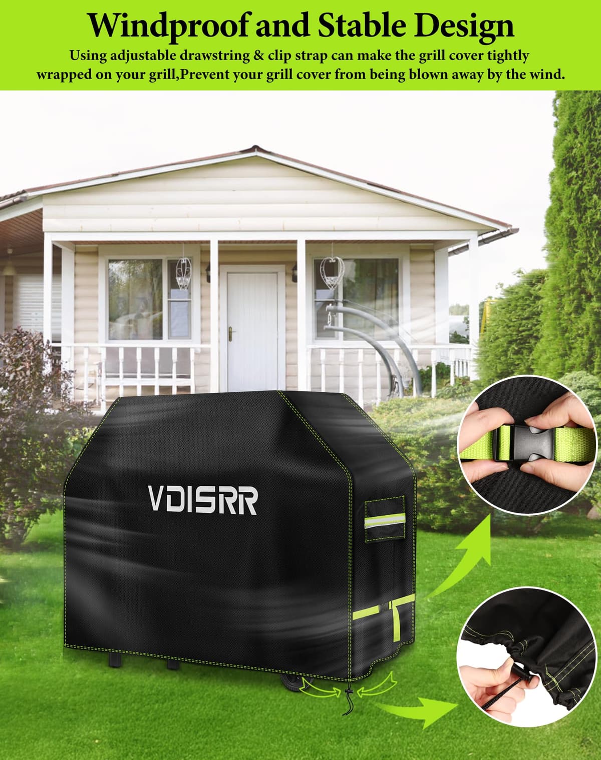 VDISRR Funda Barbacoa Exterior Impermeable, 600D Oxford Funda BBQ Exterior 152 * 71 * 117cm Funda Protectora para Barbacoa Anti-Viento/Agua/UV/Resistente al Desgarro — view 5
