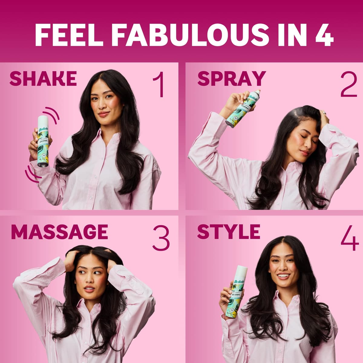 Batiste Dry Shampoo in Blush 200ml, Floral & Flirty Fragrance, No Rinse Spray to Refresh Hair in Between Washes (Packing May Vary) — view 6