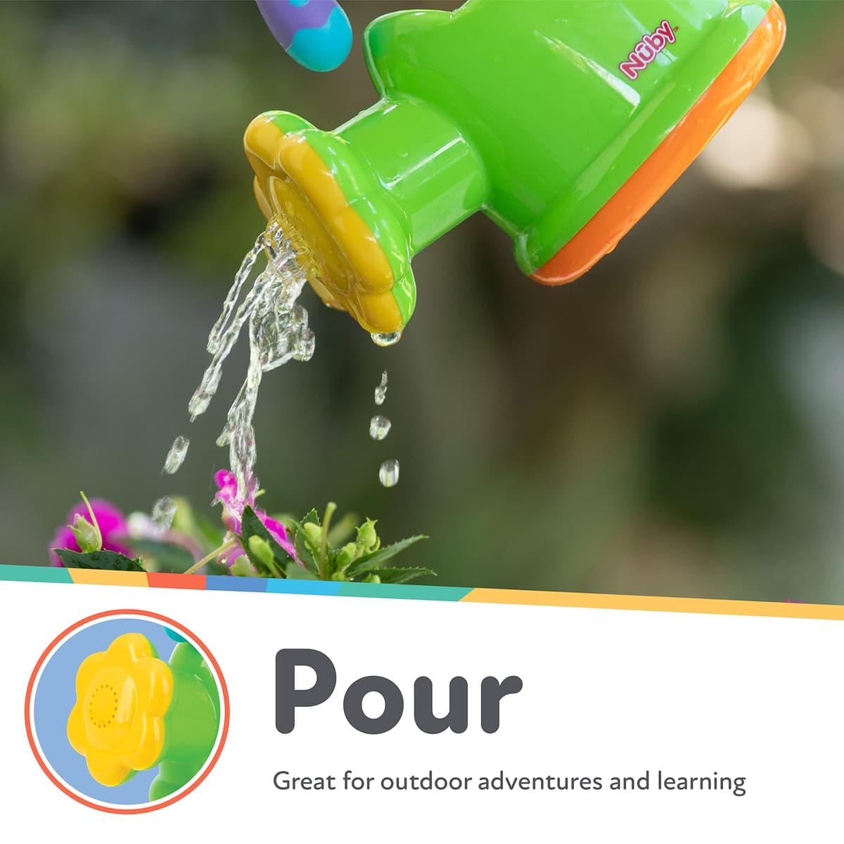 Nuby Fun Watering Can Baby Bath Toy - Easy Hold Handle | Outdoor Play | Suitable from 6 Months (Green) — view 4
