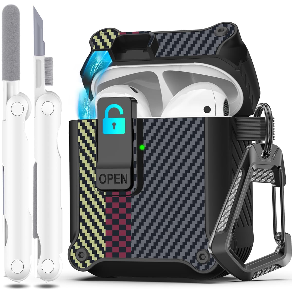 R-fun Compatible con AirPods Pro 2 Gen (Cubierta Auto emergente) con Kit de Limpieza, para Airpods Pro 2/1 Gen (2023/2022/2019), para Estuche Airpods Pro (USB-C/Lightning),Negro — view 25