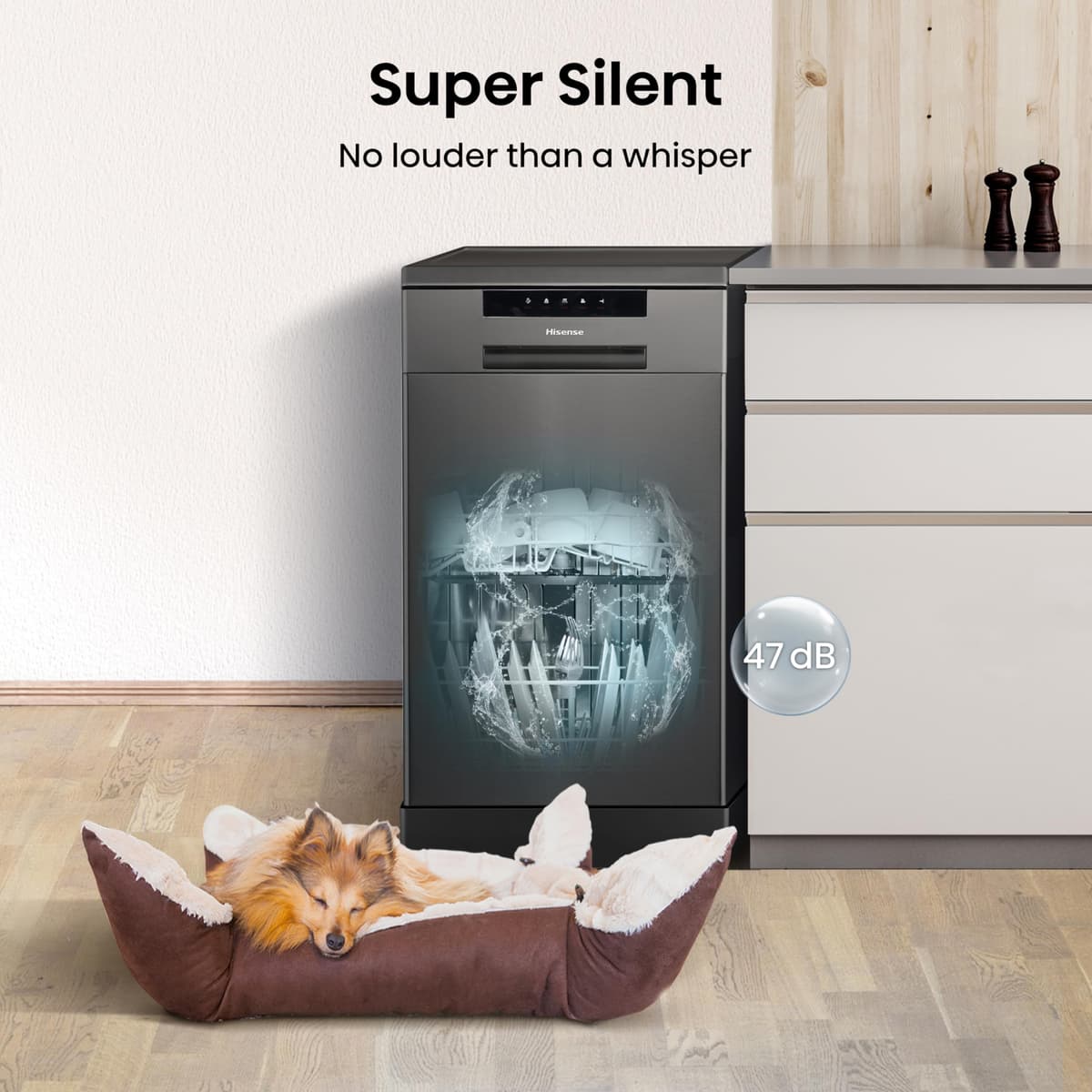 Hisense HS523E15BUK Slimline 10 Places Free Standing Dishwasher Black with 30 Minutes Quick Wash [Energy Class E] — view 7