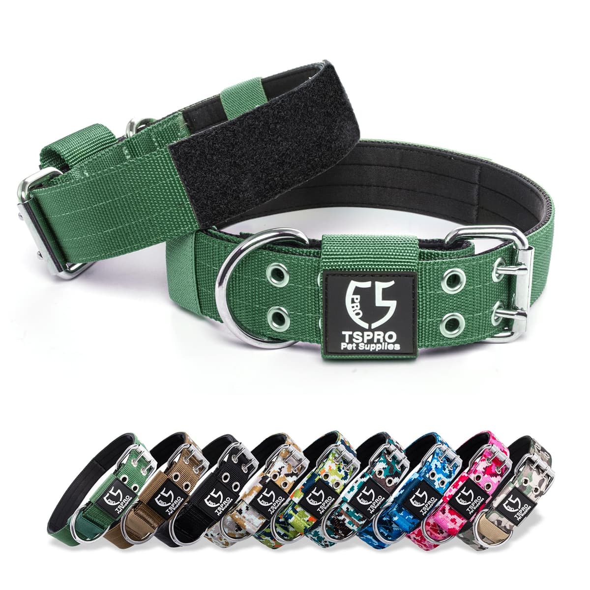 TSPRO Collar Táctico para Perros Ajustable, Collares con Broche de Metal Robusto, de 3,8 cm de Ancho, Duradero y Cómodo para Perros Medianos y Grandes (Negro M) — view 14