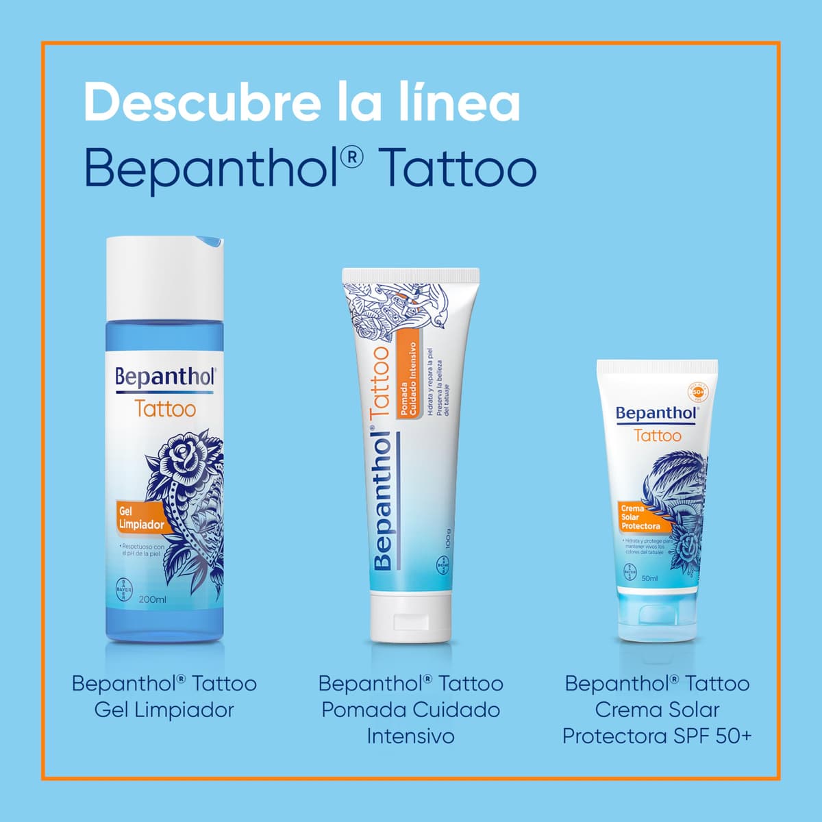 Bepanthol Tattoo Crema Solar 50, Proteccion Solar para Tatuajes SPF50, 50 ml — view 3