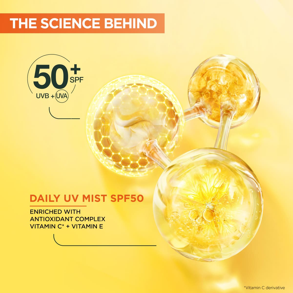 Garnier Vitamin C Brightening Over Make-Up UV Mist, Invisible Protection with SPF50+ and Vitamin C. Protects, Brightens and Fights Appearance of Dark Spots, Cruelty free, Vegan - 75ML — view 3