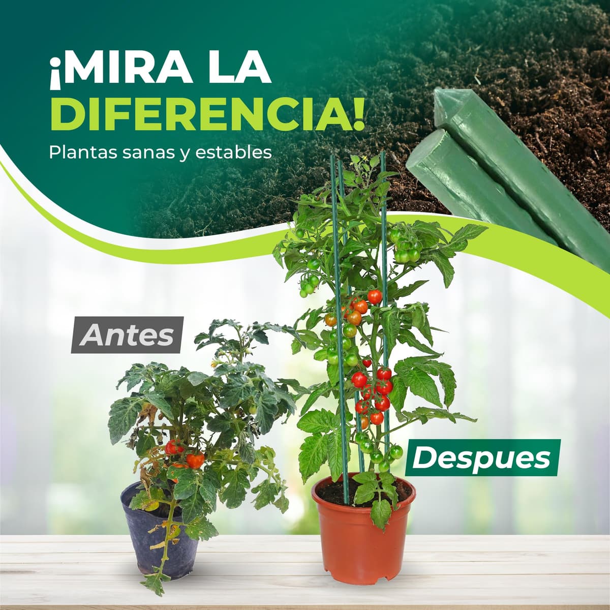 CONTROL GARDEN Pack 30 Tutores de Acero Plastificado para Plantas Alto 180 cm Ø 10 mm | Varillas Crecimiento Plantas | Soporte Cultivos Apto Interior y Exterior — view 3