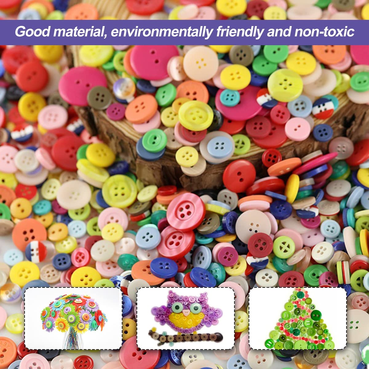 Buttons for Crafts, 1000PCS Button Mixed Colours and Sizes Round Resin Buttons for Craft Arts Knitting Sewing Cardigans DIY Handmade (9mm-13mm) — view 4