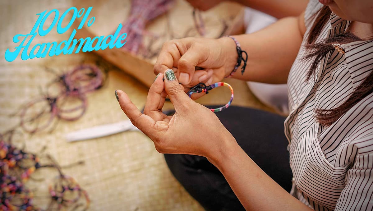 Made by Nami Pulsera Boho Surfer para Mujer y Hombre - Accesorios para Fiestas y de Playa - Hechos a Mano - 100% Resistente al Agua y Ajustable (Set de 3#2) — view 3