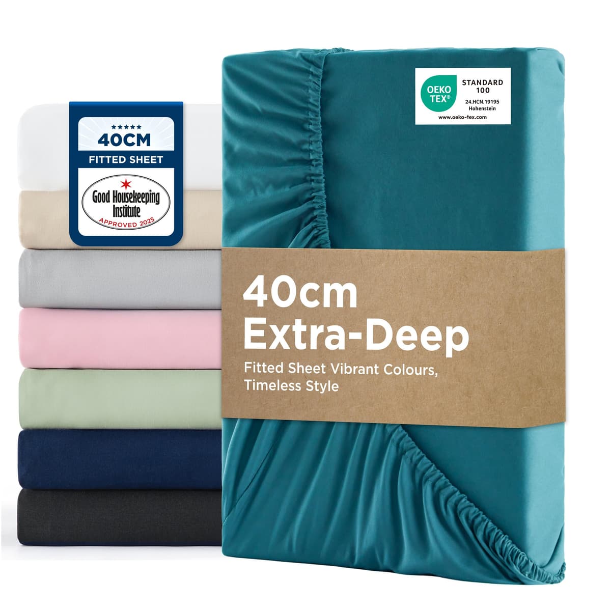 Bedsure Small Double Fitted Sheet - Bed Sheets Extra Deep Pocket 16 Inches (40 cm), Soft Brushed Polyester Microfiber Material for 3/4 Bed, Beige, 122x190cm — view 9