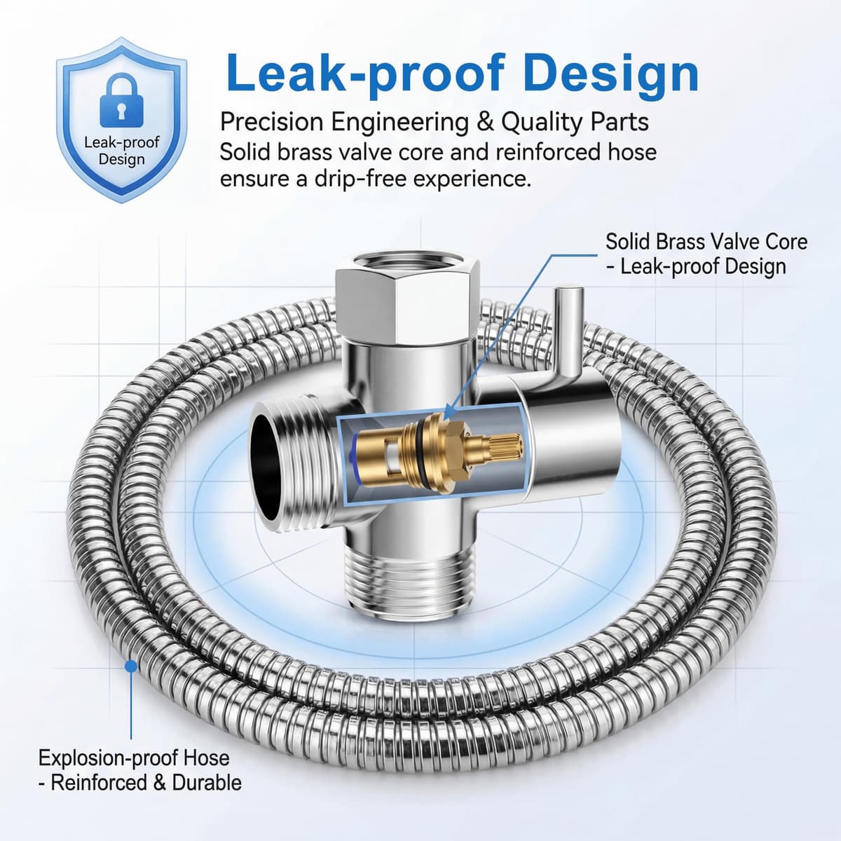 Grifo Bidet para WC Ducha Higiénica de Acero Inoxidable con Manguera 1.5m, para Higiene Personal y Limpieza de Mascotas Incluye Adaptador G1/2 (Acero) — view 4