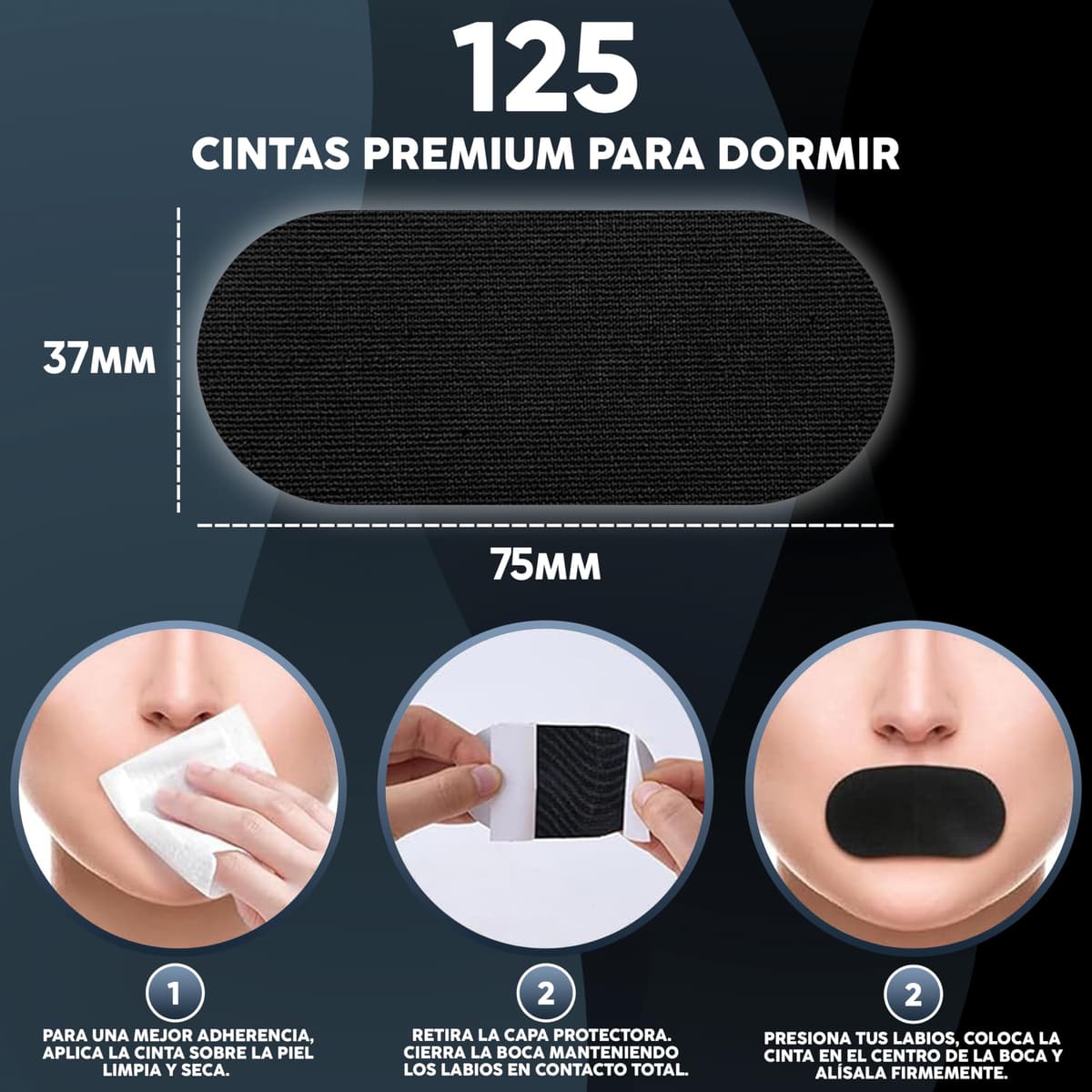 Mouth Tape 125 Unidades – Cinta Bucal Antironquidos, Tiras Bucales para Dormir, Parches Boca, Mejora la Respiración Nasal, Adhesivo Hipoalergénico — view 2