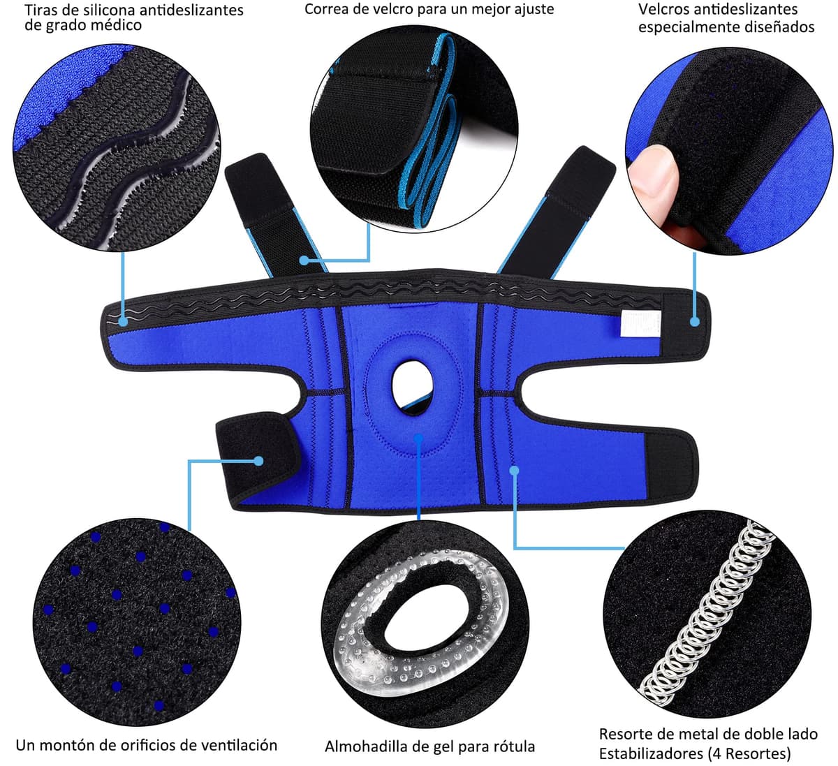 NEENCA Rodilleras Deportivas, Rodillera Menisco Ligamento con Estabilizadores Laterales y Almohadillas de Gel de Rótula, Rodillera de Rotuliana Ajustable para Artritis, Correr, Baloncesto, Bicicleta — view 3