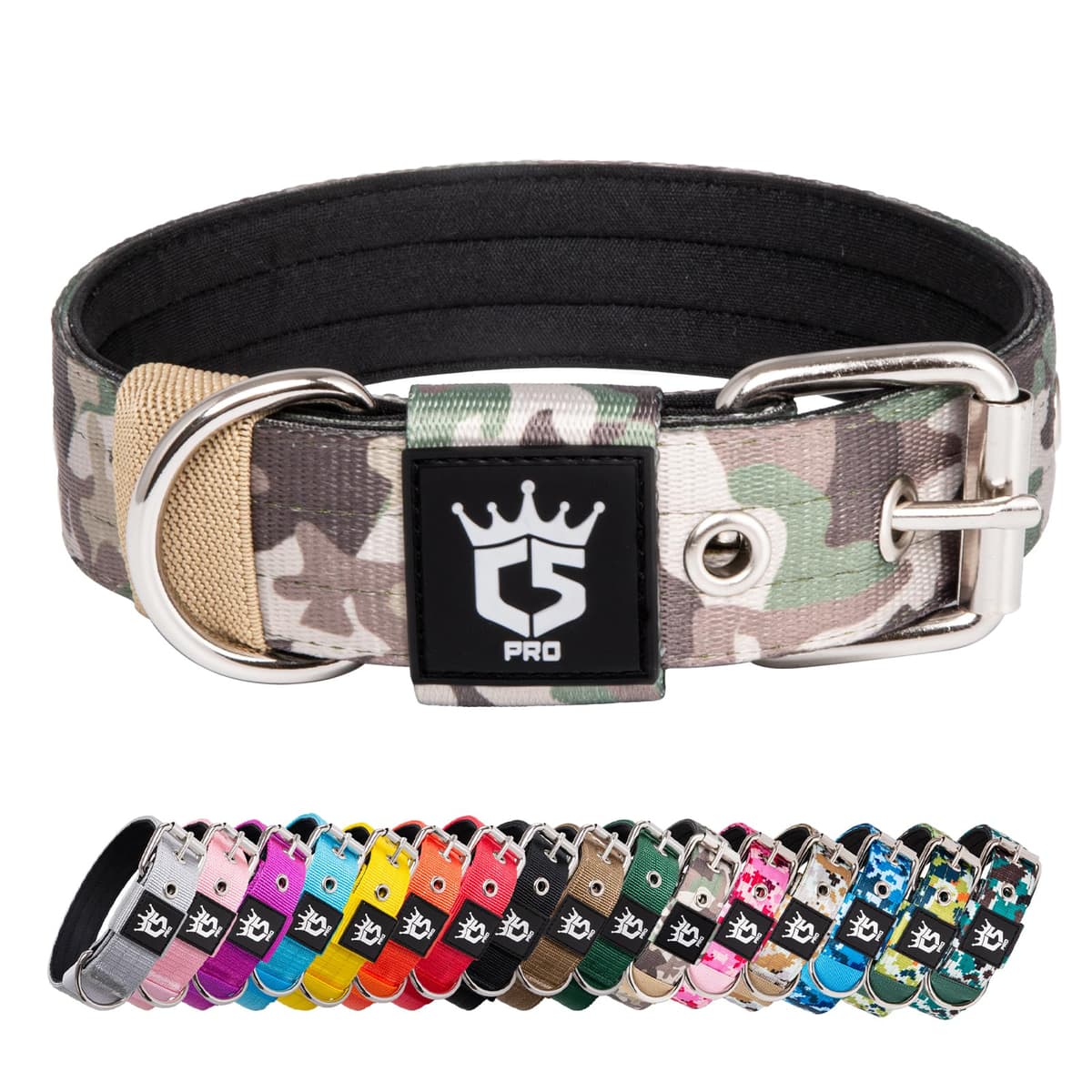 TSPRO Collar Táctico para Perros Ajustable, Collares con Broche de Metal Robusto, de 3,8 cm de Ancho, Duradero y Cómodo para Perros Medianos y Grandes (Negro M) — view 57