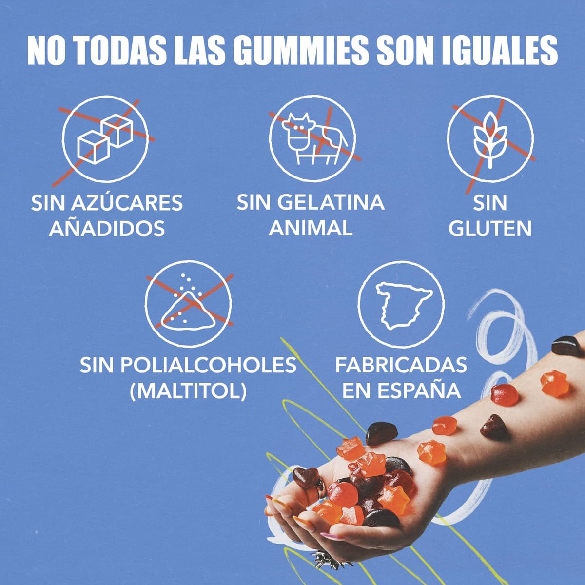 JOY+ - SWEET CONTROL - Gominolas para el Control de Glucosa con Vinagre de Manzana, Cromo, Ácido Fólico, Vitaminas B6 y B12. Sabor Manzana. 60 Gummies. Sin Azúcares añadidos — view 4