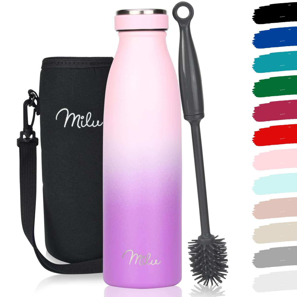 Milu Stainless Steel Drinking Bottle 1500 ml - Insulated Thermo Flask for Water - Leak Proof, Insulated and Double Walled, Carbonated (Granite Navy Blue, 1,5L) — view 19