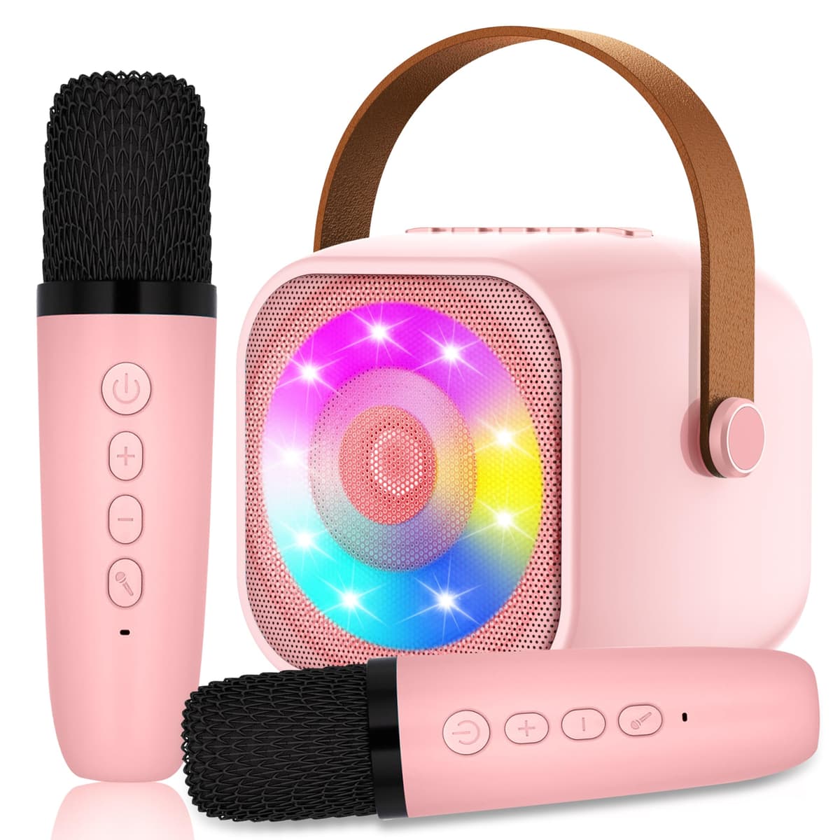 Karaoke 2 Microfonos, Karaoke Máquina para Niños y Micrófonos Inalámbricos, Altavoz Bluetooth Portátil para Adultos y Niñas, Regalo para Fiestas en Casa/Regalos/Juguetes