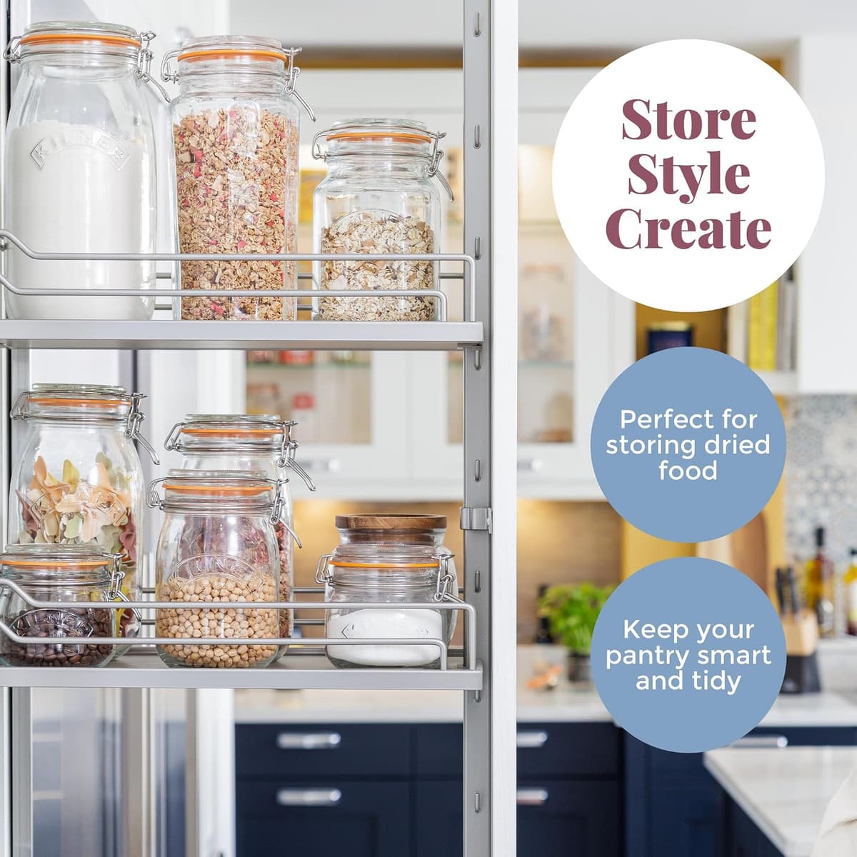 Kilner Clip Top Jar 1 Litre (1000ml) Airtight Glass Storage Jar for Preserving Fruits Vegetables Coffee Tea Rice Flour Nuts Pasta — view 7
