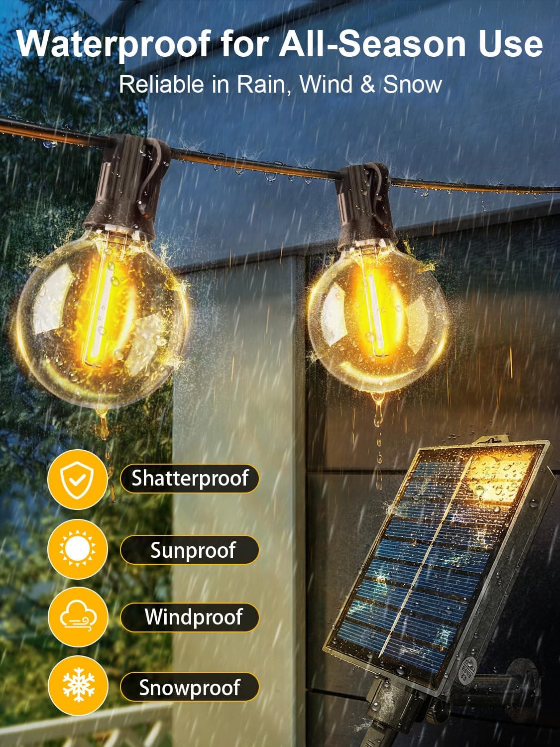 Guirnaldas Luces Exterior Solar 7.5M, G40 Luces Solares Exterior Jardin LED con 10+1 Bombillas, 8 Modos Impermeable Guirnalda Luces Exterior Solar para Jardín, Terraza, Fiesta — view 5