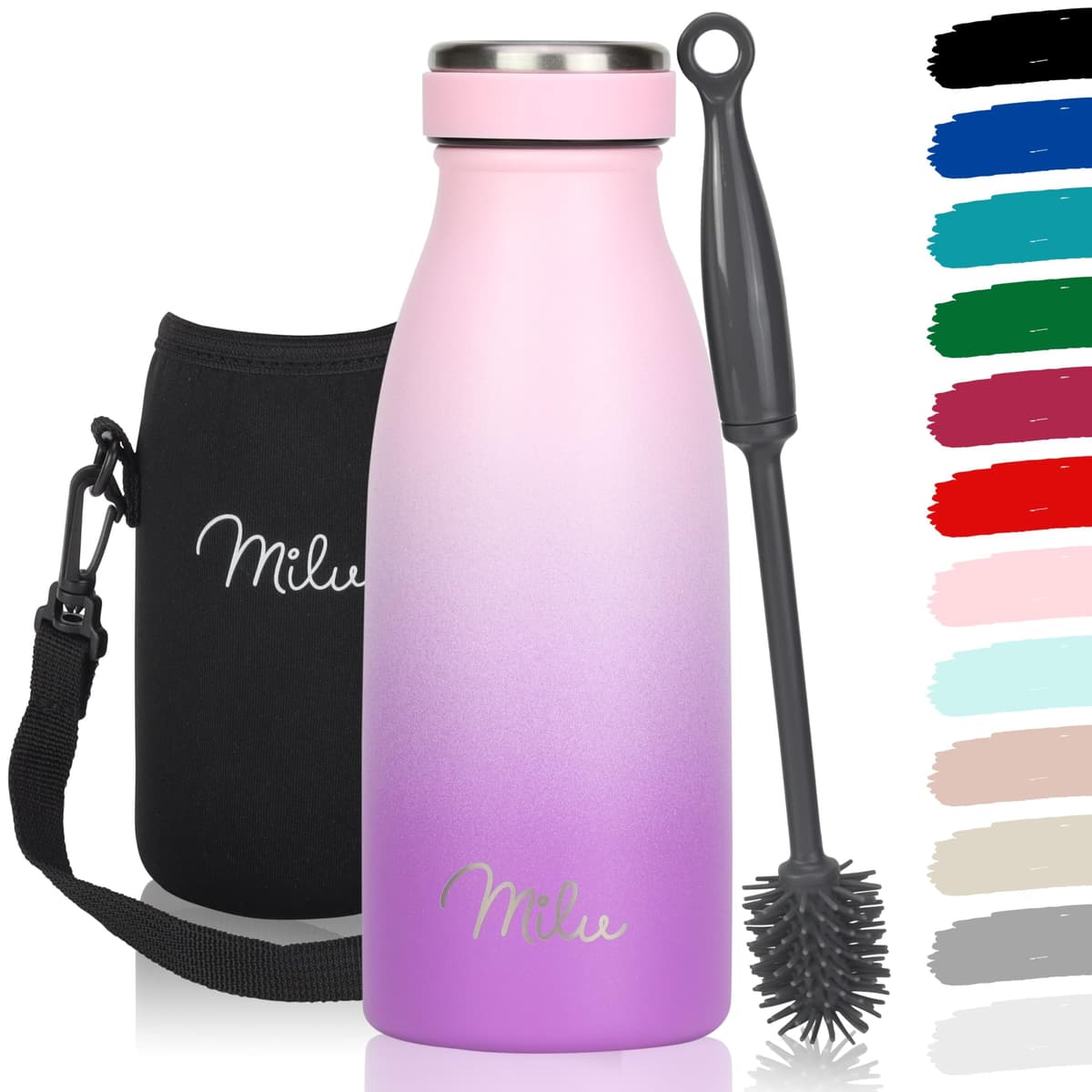 Milu Stainless Steel Drinking Bottle 1500 ml - Insulated Thermo Flask for Water - Leak Proof, Insulated and Double Walled, Carbonated (Granite Navy Blue, 1,5L) — view 80