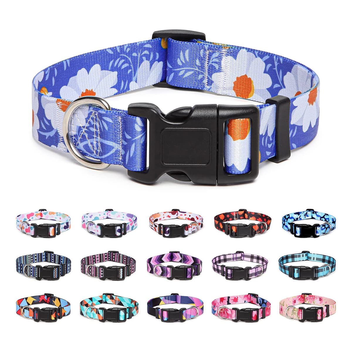 Adjustable Nylon Dog Collar with Patterns, Soft Comfy Pet Collar for Small Medium Large Dogs (S, Purple Plaid) — view 10