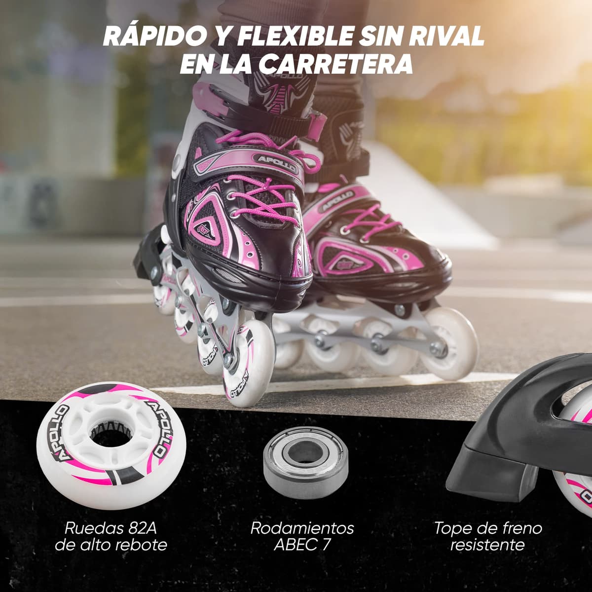 Apollo Patines en Línea Niña y Niño Super Blades X Pro – Patines en Línea Disponibles en Tamaño S, M, L – Patines de Ruedas LED - Cómodos Patines Niña o Niño, Ideales para Principiantes — view 5