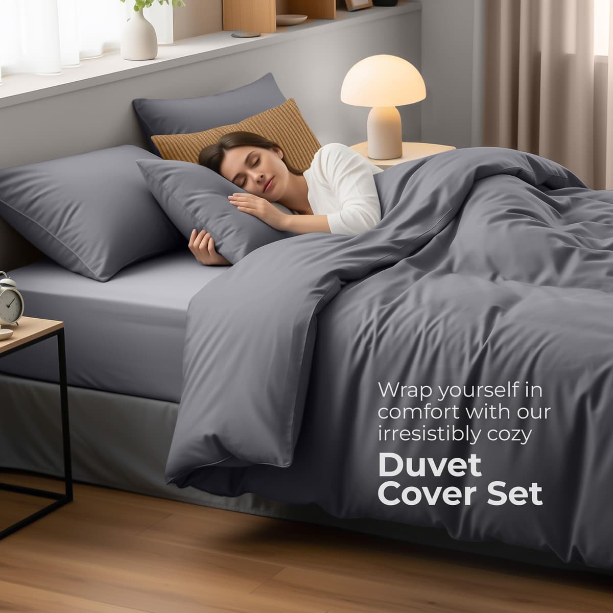 Utopia Bedding Duvet Cover Double - Soft Microfibre Polyester - Bedding Quilt Cover Set, with Pillow cases (Grey) — view 5