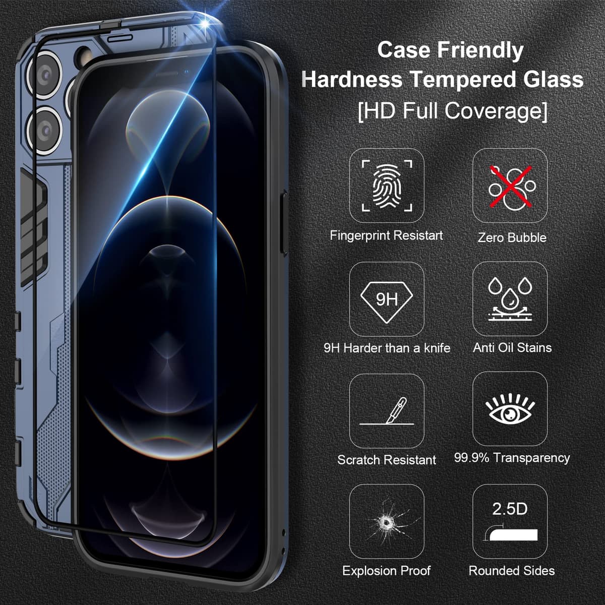 Funda para CMF Phone 2 Pro, Carcasa Antigolpes con Soporte anular metálico, Case Protectora de Grado Militar, Negro — view 830