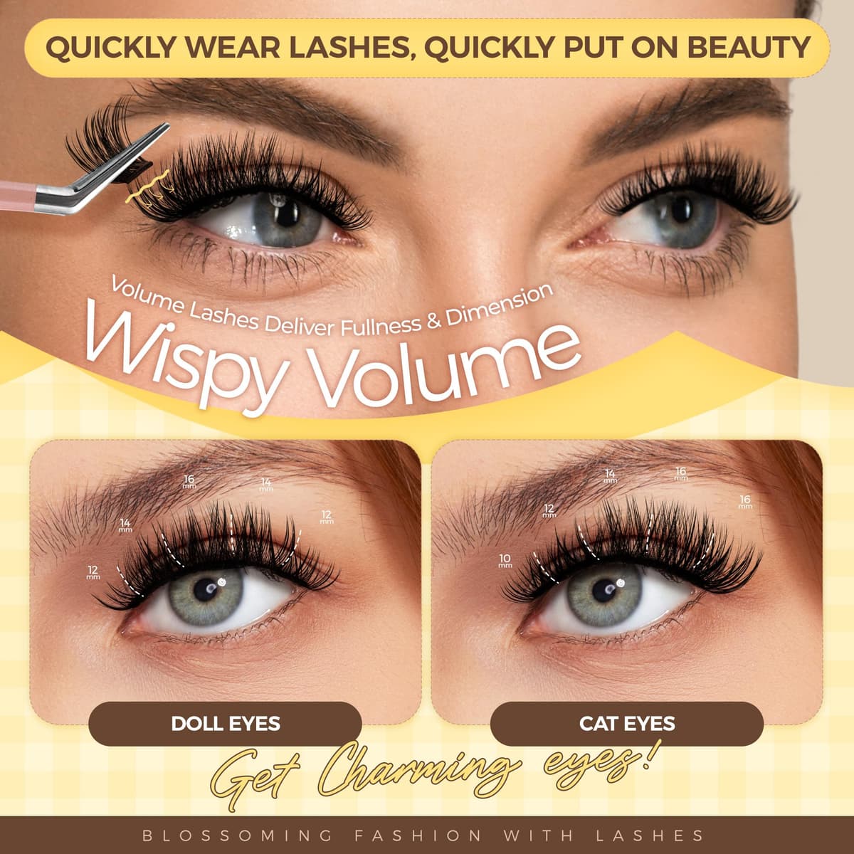 LASHVIEW Self Adhesive Lashes Clusters Eyelashes, 5+ Days Wear Press-on Lashes 10-16mm Individual Lash Extension Kit with Tweezers, No Glue Needed Natural DIY Kit (ZNF23) — view 5