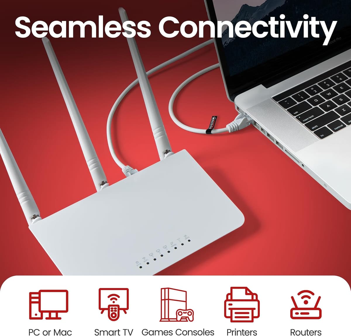 rhinocables CAT5e High-Speed Ethernet Patch Network Cable for LAN — Snagless Cable with RJ45 Connector Lead — Ideal for Internet, Router, Modem, Smart TV, PC & Laptop (5m, Black) — view 2