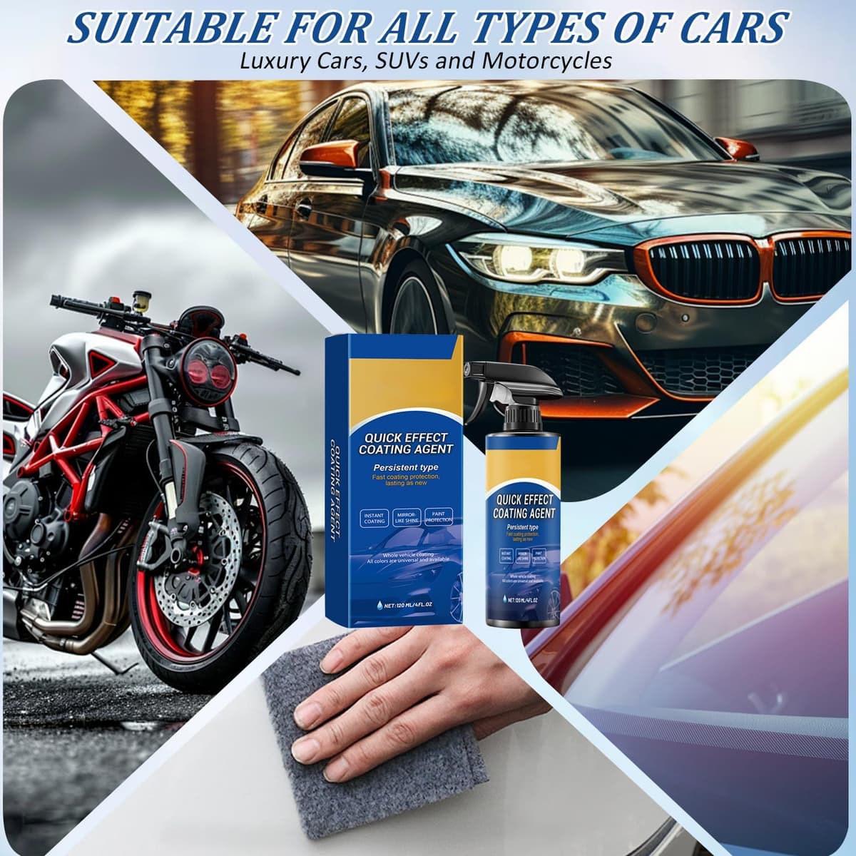 Car Polish Ceramic Coating Car Spray Wax, 3 in 1 Auto Ceramic Spray for Shine and Protection, Waterless Car Wash Quick Effect Coating Agent for Shine and Protection (1 PCS) — view 4