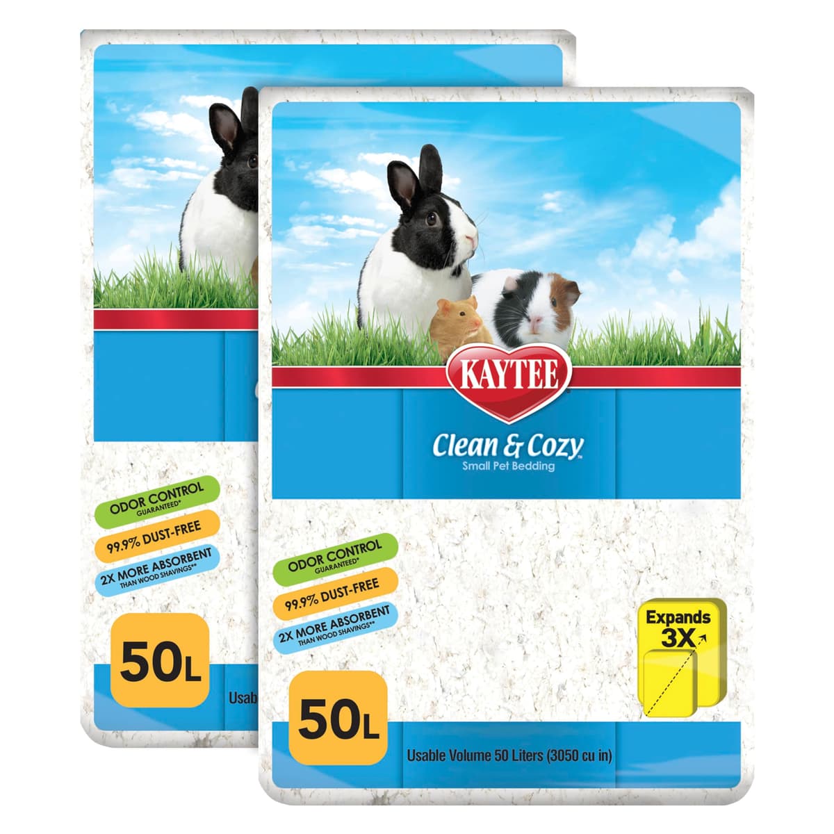Kaytee Clean & Cozy - Paquete de 2 lechos de Papel Blanco, Fabricados para Animales pequeños, 100 litros