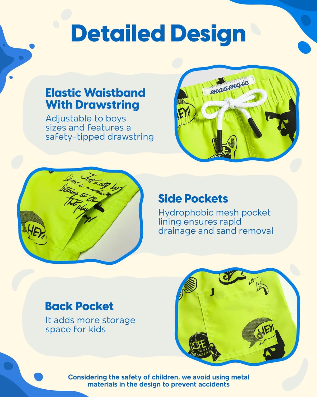 MaaMgic Bañador Niño Ropa de Baño para Niño Secado rápido Interior de Malla Short de Natación Estampado — view 5