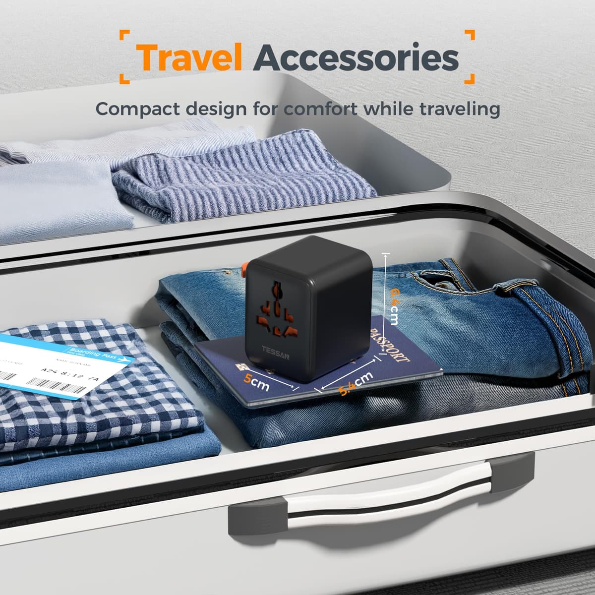 TESSAN Universal Travel Adapter Worldwide with 4 USB (2 USB C), International Travel Adapter UK to European Power Universal Plug Adaptor for EU USA Australia Thailand (Type C, G, A, I), Black — view 6